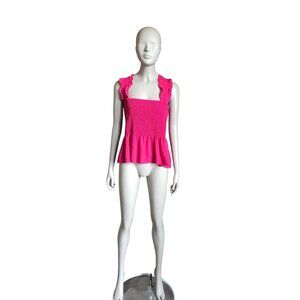 BD Collection Pink Sheer Smocked Tank Top